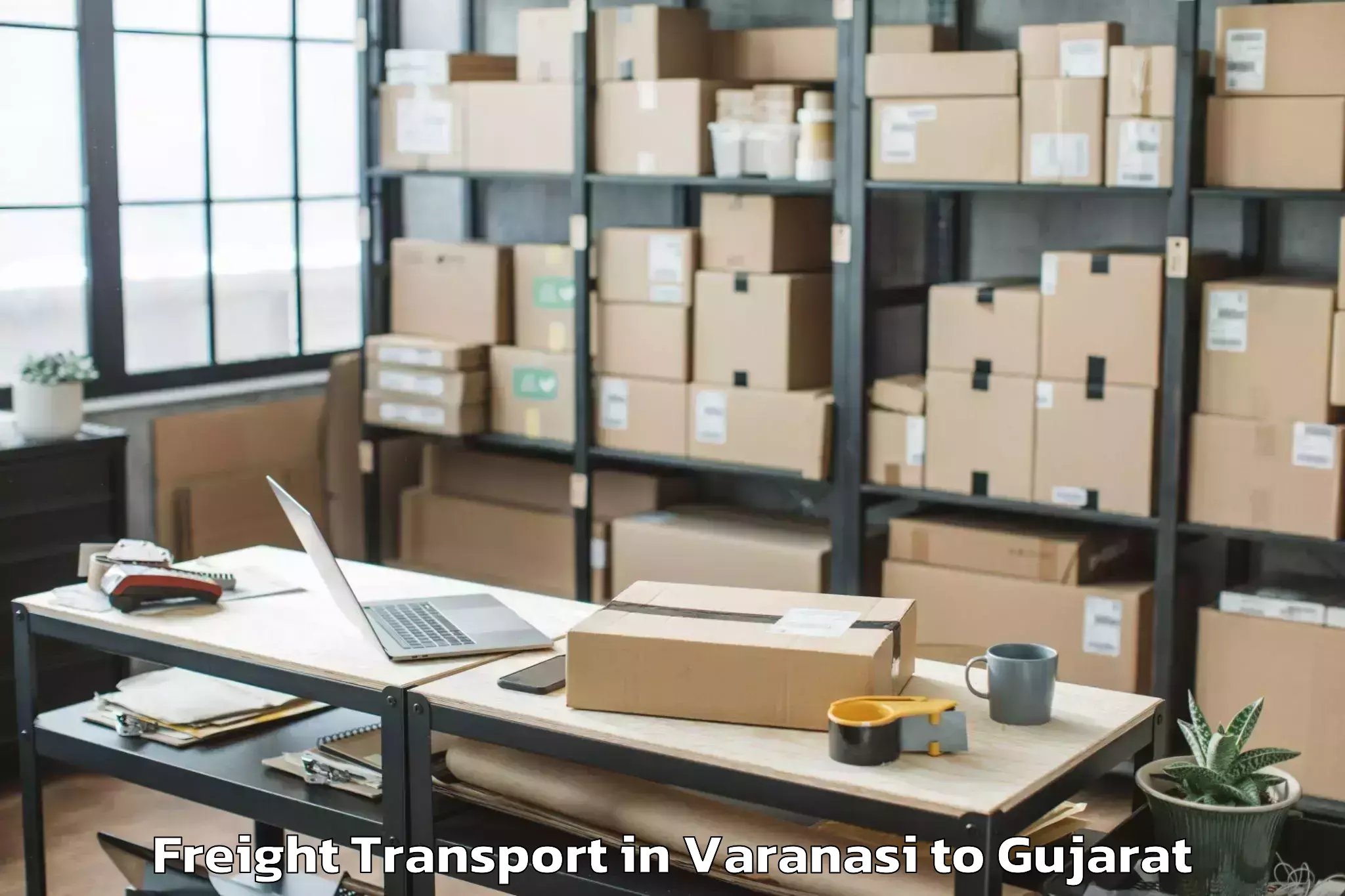 Reliable Varanasi to Kadi Sarva Vishwavidyalaya Gan Freight Transport